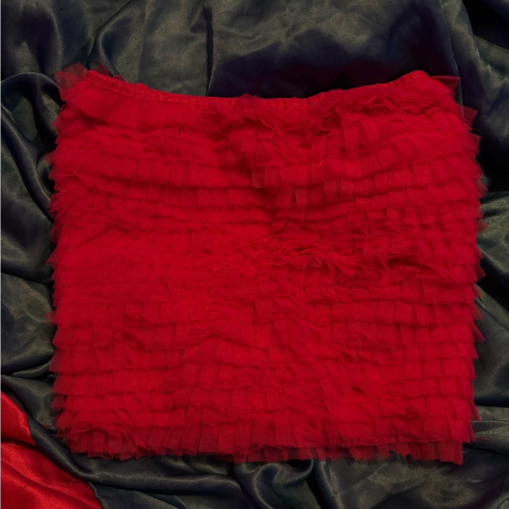 Elegant Red Ruffled Skirt